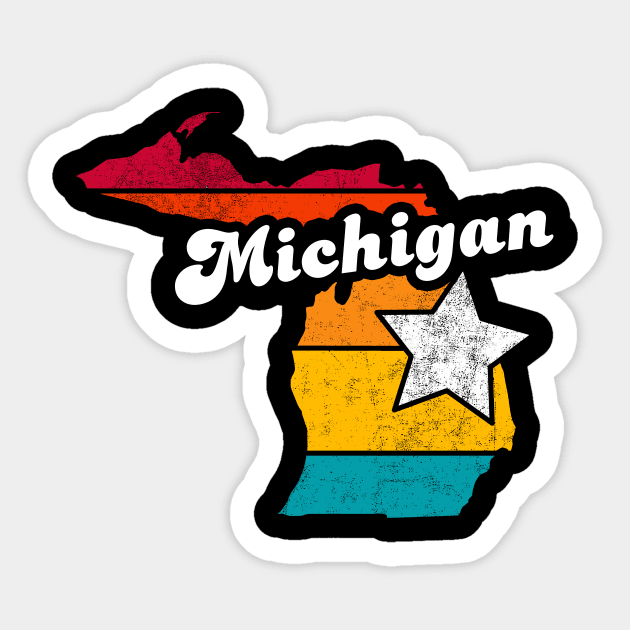 Michigan  Vintage Distressed Souvenir Sticker by NickDezArts